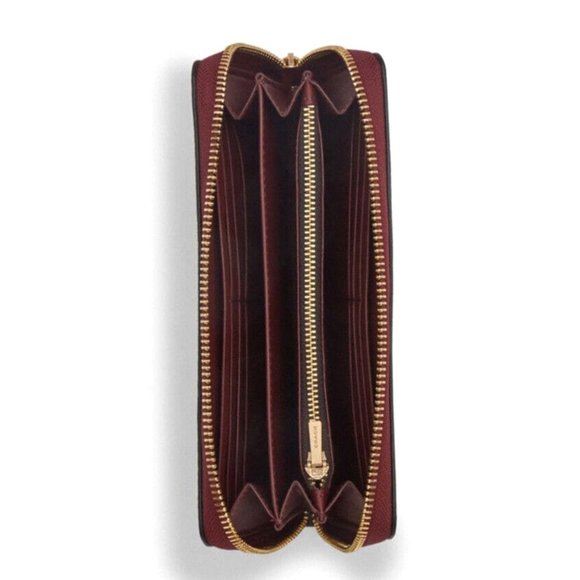 New Coach C7411 Long Zip Around Wallet with Ornament Print Brown / Black Multi - Picture 2 of 2